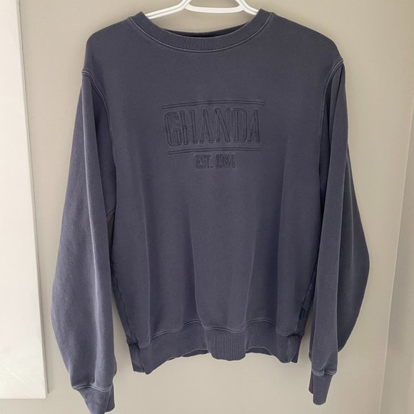 GHANDA Navy Crewneck Sweater - Picture 1 of 3